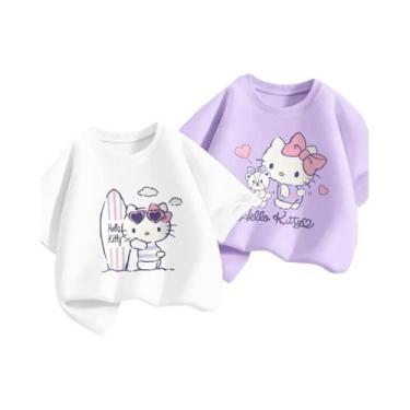 Imagem de Camisetas De Algodão 100% Para Meninas Bebês Com Estampa Da Hello Kitt