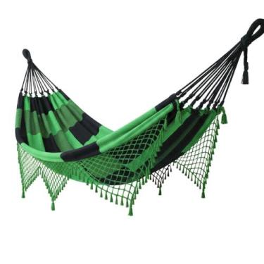 Imagem de Rede De Descanso Casal Tecido De Algodão Premium - Sem marca, Verde co