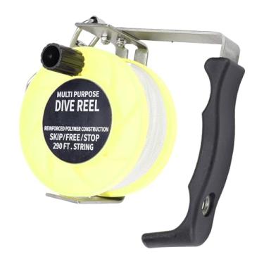 Imagem de Alomejor Carretel de Mergulho Com Rolha de Polegar, Suporte de Linha de Mergulho Subaquático de Segurança, âncora de Caiaque para Com Snorkel Linha Branca de 290 Pés (Amarelo Fluorescente)
