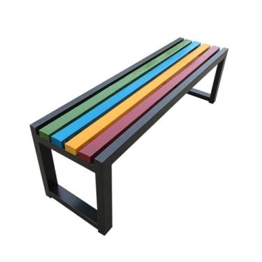 Imagem de Banco de madeira para jardim e pátio, banco de costas nuas, banco traseiro ao ar livre, bancos de pátio, banco ao ar livre, para varanda, praia ao ar livre, banho de sol, pátio, piscina, quintal