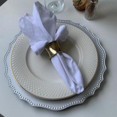 Imagem de 8 Sousplat Redondo Alto Padrão Lux Plastico Rigid Nz Rel Vr (PRATA Cinza - Kit Mesa Posta Suplat Chic)