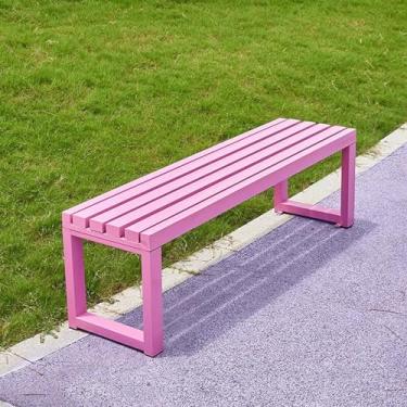 Imagem de Banco sem costas para pátio externo para duas pessoas, banco de parque ao ar livre, moldura de ferro, capacidade de 499 kg, montagem fácil, para jardim, varanda e parque (tamanho: 120 cm/47 pol, cor