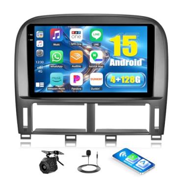 Imagem de [4 + 128 GB] Rádio estéreo para carro Android 15 para Lexus LS430 2001 2002 2003 2004 2005 2006 com tela sem fio CarPlay Android Auto, rádio veicular com tela de 9 polegadas com Bluetooth, GPS, WiFi