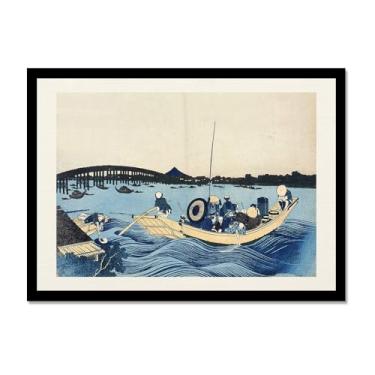 Imagem de Galeria japonesa impressões de arte de parede vintage onda Ukiyo-e pôster Katsushika Hokusai Kanagawa pintura em tela sala de estar decoração de casa (SKU2, 12 x 18 polegadas = (30 x 45 cm), moldura