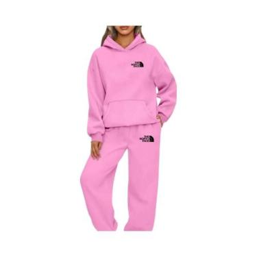 Imagem de Conjunto De Moletom Com Capuz Feminino De Alta Qualidade Estampado Cas