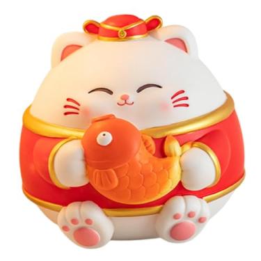 Imagem de Fenteer Estátua de Gato da Sorte em, Cofrinho em Forma de Porquinho, Objeto de Decoração para Mesa, Centro de Mesa ou Armário de Entrada, Koi Pequeno