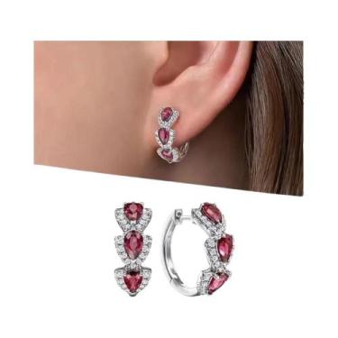 Imagem de Brincos De Argola Em Prata Esterlina 925 Com Zircônia Cúbica Azul Para