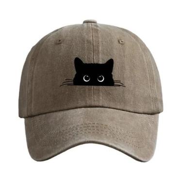 Imagem de Boné De Beisebol Unissex Ajustável Com Estampa De Gato, Casual Para Vi