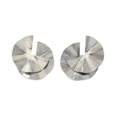 Imagem de Brincos Exagerados Com Design Distorcido Em Folha De Ouro Para Mulhere