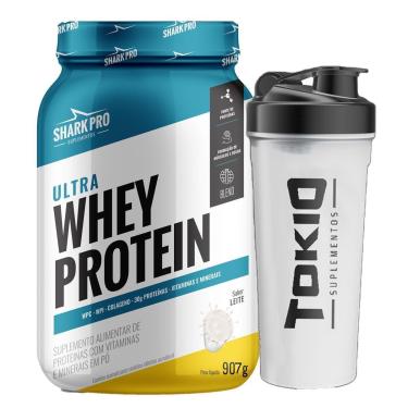 Imagem de Ultra Whey Protein Leite 907g Shark Pro + Shaker Tokio 600ml-Unissex