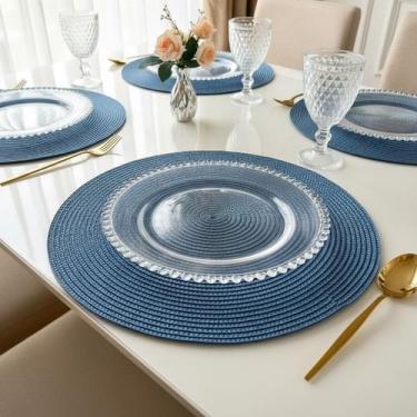 Imagem de Kit 6 Jogo Americano Redondo 38cm Sousplat Para Mesa Posta Elegante Co