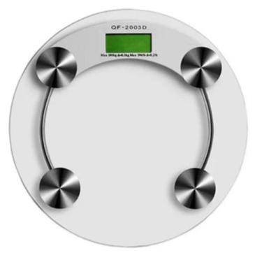 Imagem de Balança Corporal Digital Redonda Base Em Vidro P/ Banheiro Quarto + Ba
