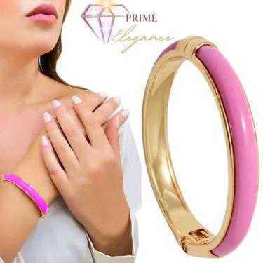 Imagem de Bracelete com Resina Rosa Banhado a Ouro - Granado Acessórios