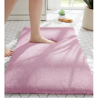 Imagem de MINIDEAR Tapetes de banheiro 61 x 43 cm vermelho cereja - tapete de banho de espuma elástica espessa, ultramacio e fofo, antiderrapante, secagem rápida, tapete de microfibra lavável absorvente para