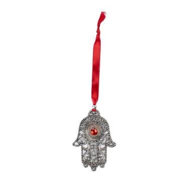 Imagem de Mão de Deus Hamsa de Fátima Porta 20Cm Metal Niquel Patuá - Lua Místic