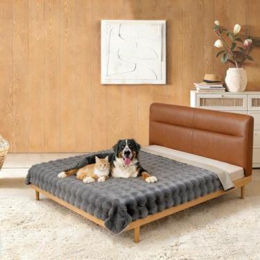 Imagem de Capa de cama de cachorro à prova d'água, cobertor macio de pelúcia com parte traseira antiderrapante para cama, sofá, protetor de móveis para cães e gatos pequenos, médios e grandes (bolha cinza nobre