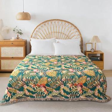 Imagem de Shesyuki Cobertor Boho para sofá-cama, 100% algodão, macio, rústico, colcha com borla, 203 cm x 233 cm, decoração boêmia supermacia, reversível, para sofá-cama, cobertor para todas as estações