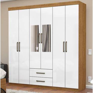 Imagem de Guarda Roupa Áries Com Espelho Cinamomo/Bco - Carioca Móveis