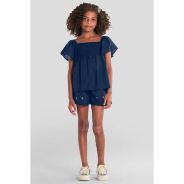 Imagem de Conjunto infantil menina bordado floral Mundi, 4, Azul
