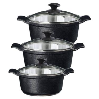 Imagem de Jogo Panela Preto Craqueado Alumínio Usinado Javali Aa 26A30