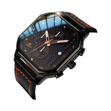 Imagem de Relógio Masculino Cronógrafo À Prova d'Água Com Pulseira De Couro Lumi