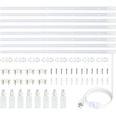 Imagem de Bravsekai Kit De Trilhos Iluminação Tipo H Com 8 Peças, Interruptor Dimmer, Trilho Circuito Único 120 V, 3 Fios, 26 Pés, Conectores I Extras E Âncoras Parede