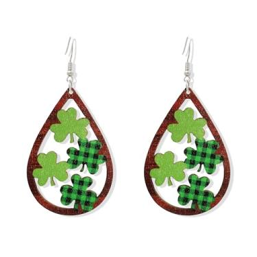 Imagem de PUBBCIA Brincos de Dia de São Patrício para Mulheres Meninas Brincos de Folha Verde Brincos de Acrílico Glitter para o Dia de São Patrício Brincos de Acrílico Feriados Fantasias Joias Presentes Boa