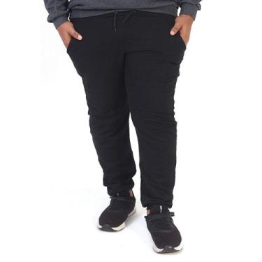 Imagem de Calça Moletom Masculina Plus Size Jogger  - Techmalhas, Preto, G1
