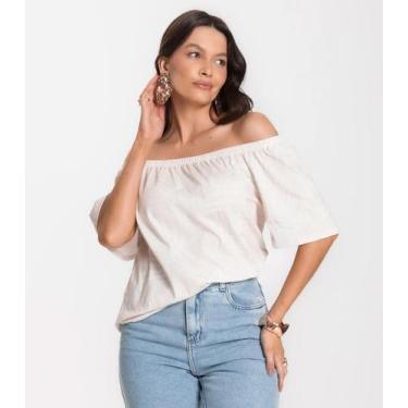 Imagem de Blusa Feminina Ciganinha Infinita Cor Bege, M, Bege
