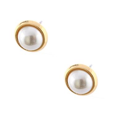 Imagem de Topwholesalejewel Brincos de casamento banhado a ouro brincos de pérola falsa cúpula