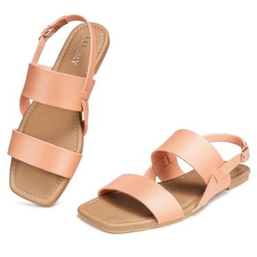 Imagem de FITORY Sandálias rasteiras femininas modernas, quadradas, bico aberto, fivela ajustável, chinelos verão tamanho 6-11, Camel-x, 41