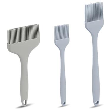 Imagem de LELE LIFE Pincel de silicone de 3 tamanhos, pincel extra grande resistente ao calor para espalhar molho de manteiga e óleo marinada para churrasco, grelhar, cozinhar, cozinhar alimentos (cinza)