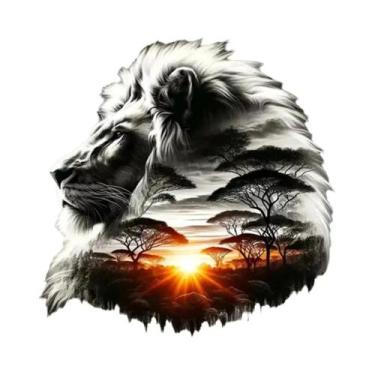 Imagem de Pintura Em Diamante 5D DIY Lion Sunrise Jungle Com Pedras De Cristal, 