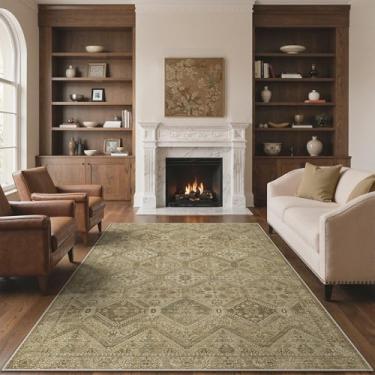 Imagem de GENIMO Tapetes de área 7,5 x 12,5 cm para sala de estar, laváveis à máquina, tapetes vintage antiderrapantes, tapete de impressão leve de pilha baixa para quarto, sala de jantar, escritório em casa