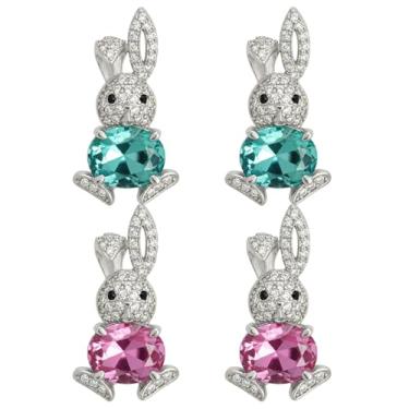 Imagem de Brincos de Páscoa, 2 pares de joias de coelhinho brilhante da Páscoa, presente de joias de Natal com design de brincos de coelho, acessórios de Páscoa para festas de primavera e reuniões de família