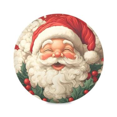 Imagem de STAYTOP Jogo americano redondo de Papai Noel fofo com desenho animado, 6 peças, tapetes de mesa antiderrapantes fáceis de limpar para decoração de mesa de festa e churrasco