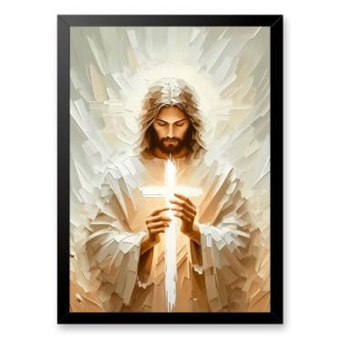 Imagem de Quadro Deorativo Jesus Cristo de Nazare Segura A Sagrada Cruz Mosaico A2