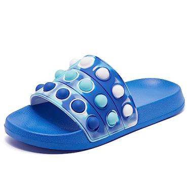 Imagem de Engtoy Sandálias infantis unissex para crianças, meninos, meninas, leves, antiderrapantes, bico aberto, confortável, chuveiro, praia, sandálias deslizantes engraçadas, Azul claro, 11 Little Kid