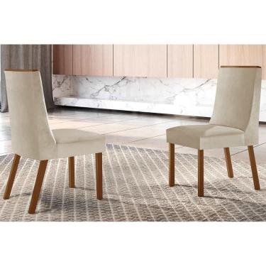 Imagem de Cadeira de Cozinha Dakota Kit 2 Un Imbuia - Naturale/Suede Creme - Rufato