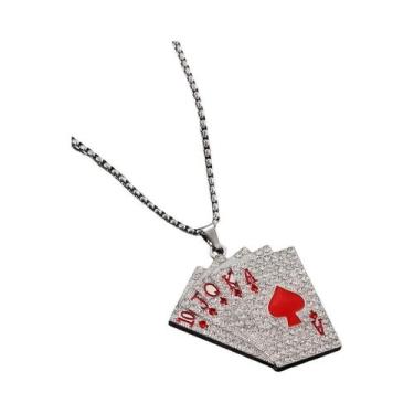 Imagem de Colar Unissex De Aço Inoxidável Com Pingente De Carta De Poker Ace of 