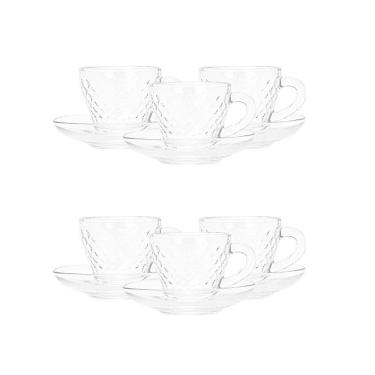 Imagem de Kit Conjunto 6 Xícaras Com Pires 90ml - Plasvale Transparente
