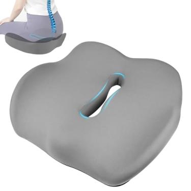 Imagem de Almofada de donut com orifício central alongado suspensórios cóccix e área sensível, almofada de donut para alívio da dor para cóccix, ciática, pós-parto, almofada ergonômica de escritório e assento