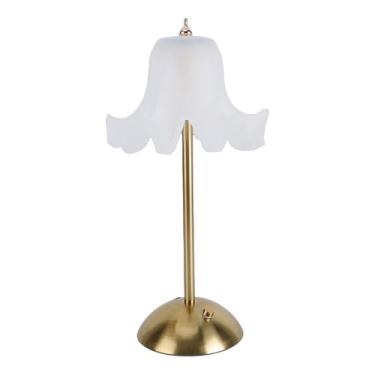 Imagem de Asixxsix Candeeiro de Mesa Sem Fio Recarregável, Candeeiro de Mesa LED Com Sombra de Flor, Luz Noturna de Cabeceira para Cozinha de Jantar de Restaurante, Luz Ambiente de Pátio Externo