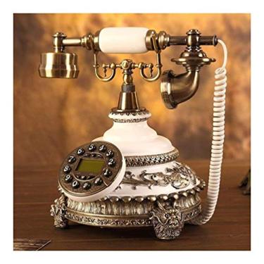 Imagem de HSYHKDSY Telefones fixos de estilo moderno, equipados com uso doméstico, vintage, mostrador de telefone, número rotativo, multifuncional, casa, sala de estar, telefones