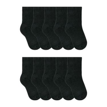 Imagem de Kit com 10 Meias Infantil Cano Médio Selene 2040-370, Preto, 21-24