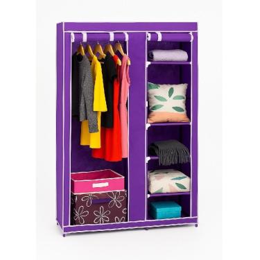 Imagem de Guarda Roupa Cabideiro Duplo Compacto Arara Prateleiras Sapateira Organizador Camping Quarto Closet