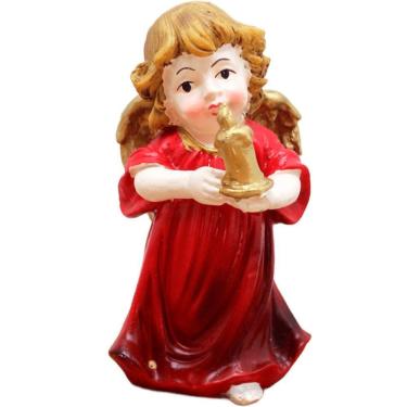 Imagem de Enfeite Anjo Anjinho Vermelho Com Vela Em Resina Natal 13cm