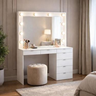 Imagem de Penteadeira Camarim Las Vegas Top com 7 Gavetas - Branco - Politorno, 