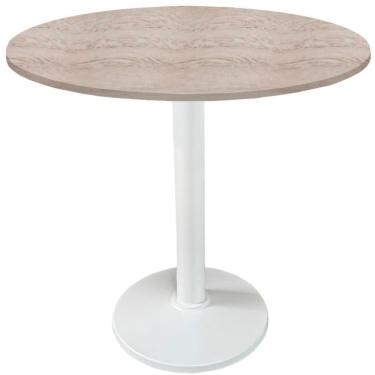 Imagem de Mesa Zeta Ferro Branco 75 Cm (alt) Disco Redondo Tampo Mdp Redondo 70 Cm Larg X 2,5 Cm Alt Castanheira