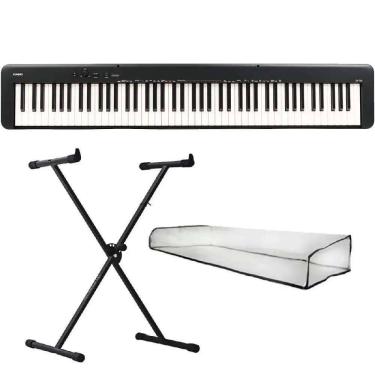 Imagem de Piano Digital Casio CDP-S160 Preto - 88 Teclas + Suporte em X + Capa Transparente
